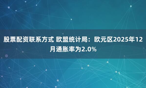 股票配资联系方式 欧盟统计局：欧元区2025年12月通胀率为2.0%